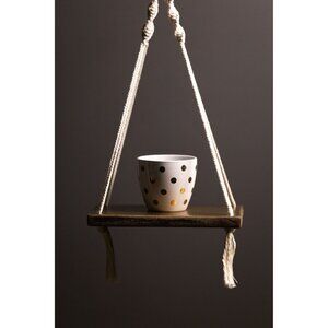 Bronze Macrame Hanging Plant Shelf 18" | Boho Wall Shelf with 1 Pot(ID529)